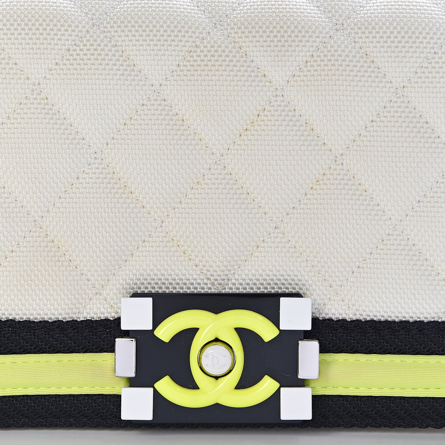 Canvas Quilted Small Fluo Boy Flap White Black Yellow