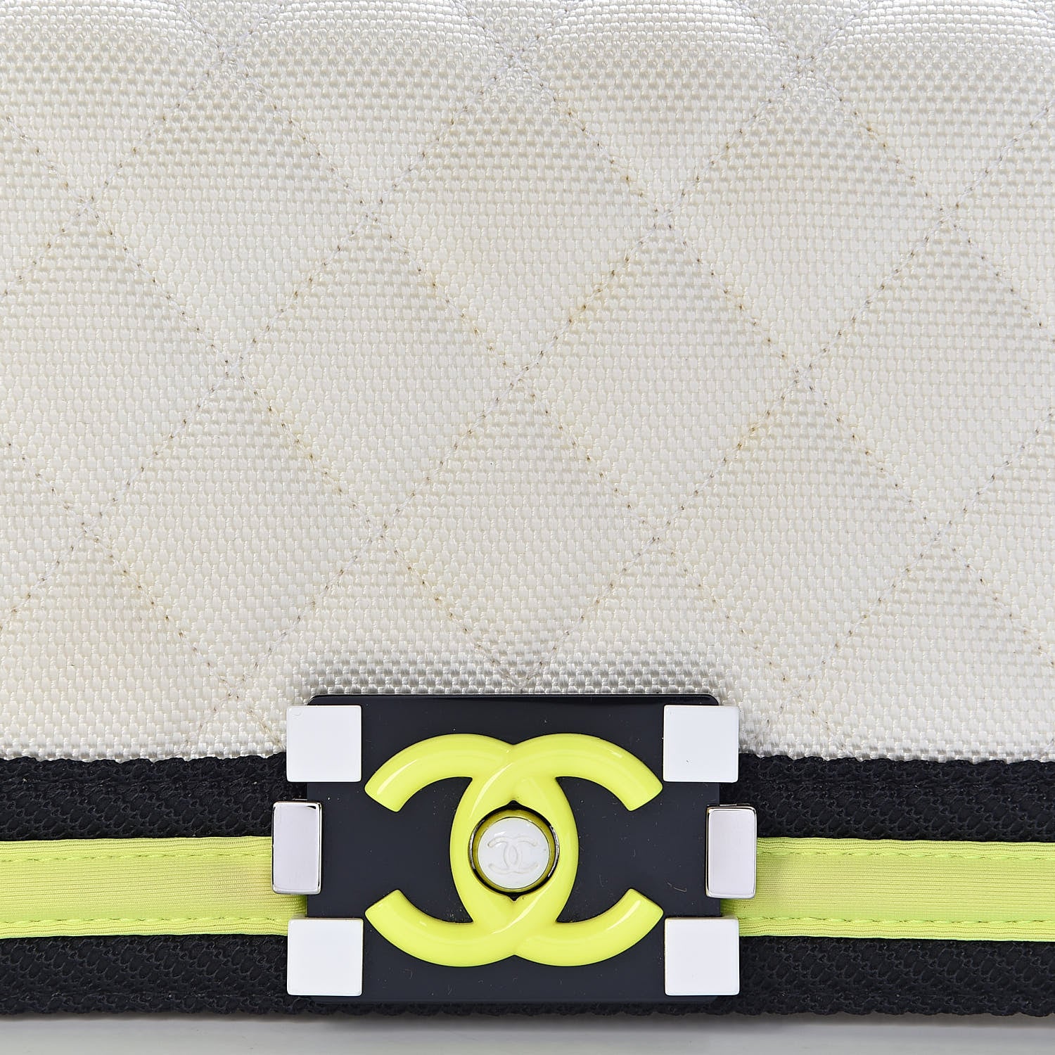 Chanel Canvas Quilted Small Fluo Boy Flap White Black Yellow 12 of 12