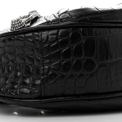Balenciaga Extra Supple Calfskin Crystal Crocodile Embossed Le Cagole Shoulder Bag XS Black 11 of 12