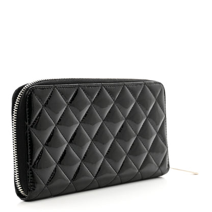 Chanel Patent Quilted Brilliant Zip Around Wallet Black 3 of 8