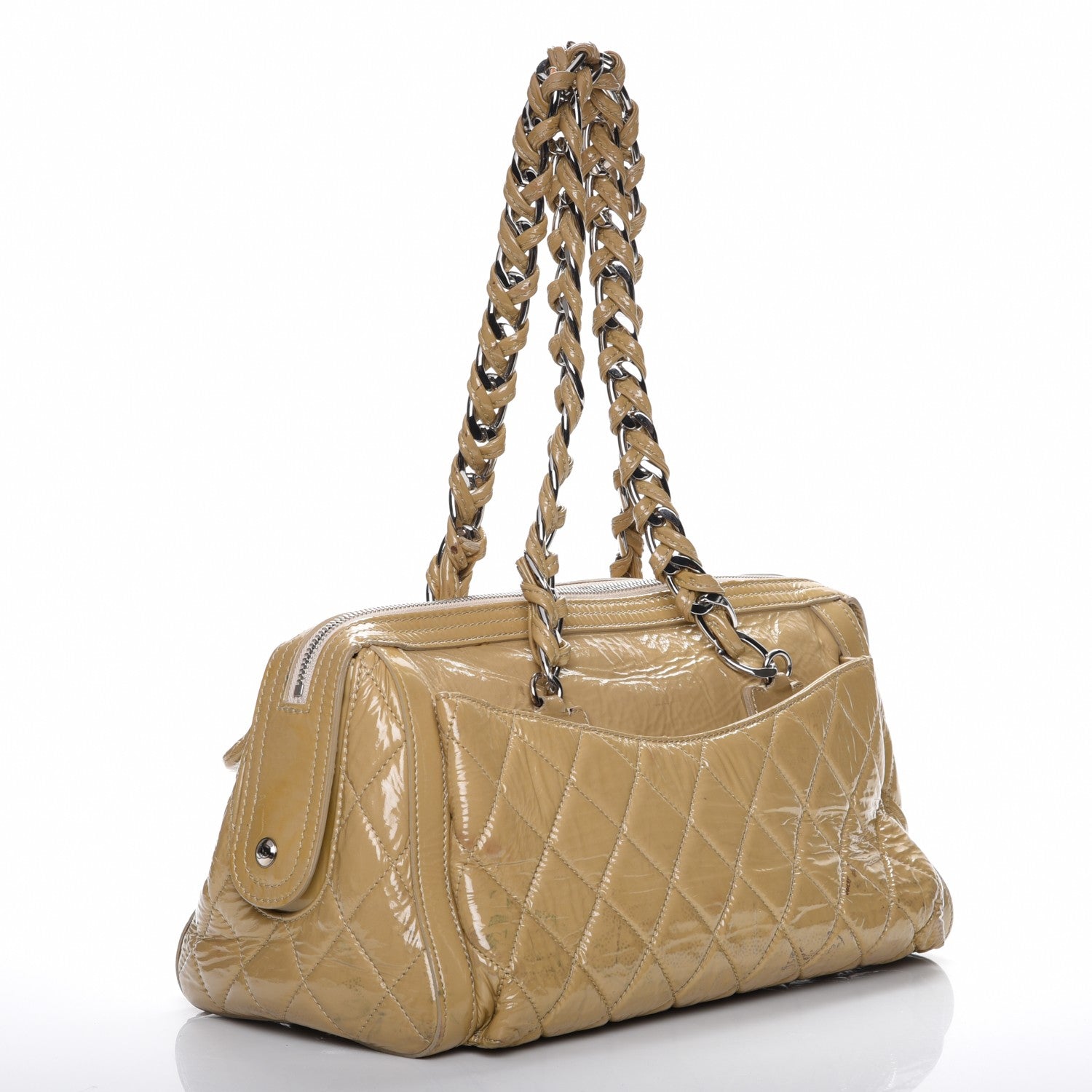 Chanel Patent Quilted Day Glo Flap Bag Beige 3 of 18