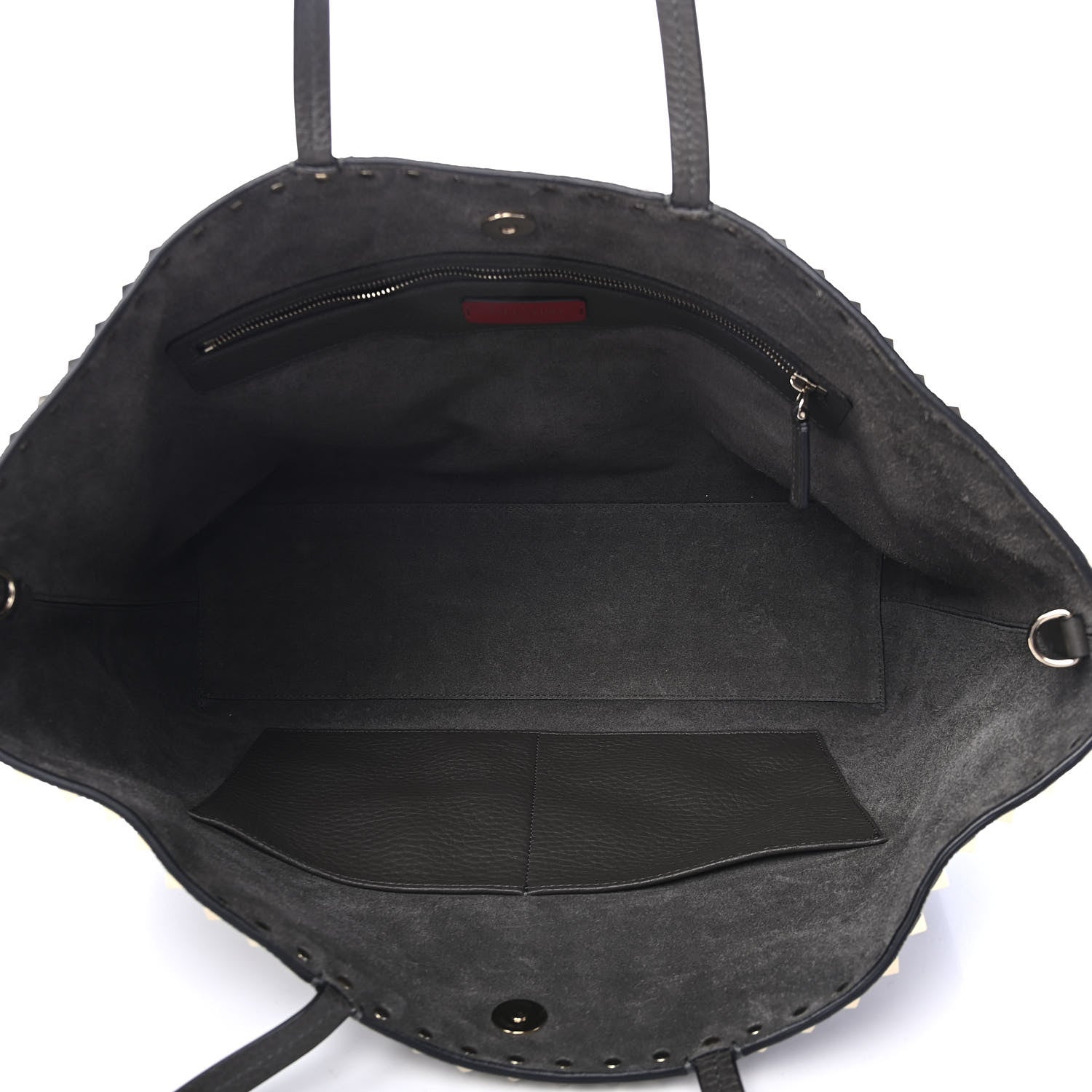 Valentino Garavani Grained Calfskin Rockstud Shoulder Tote Graphite 4 of 4