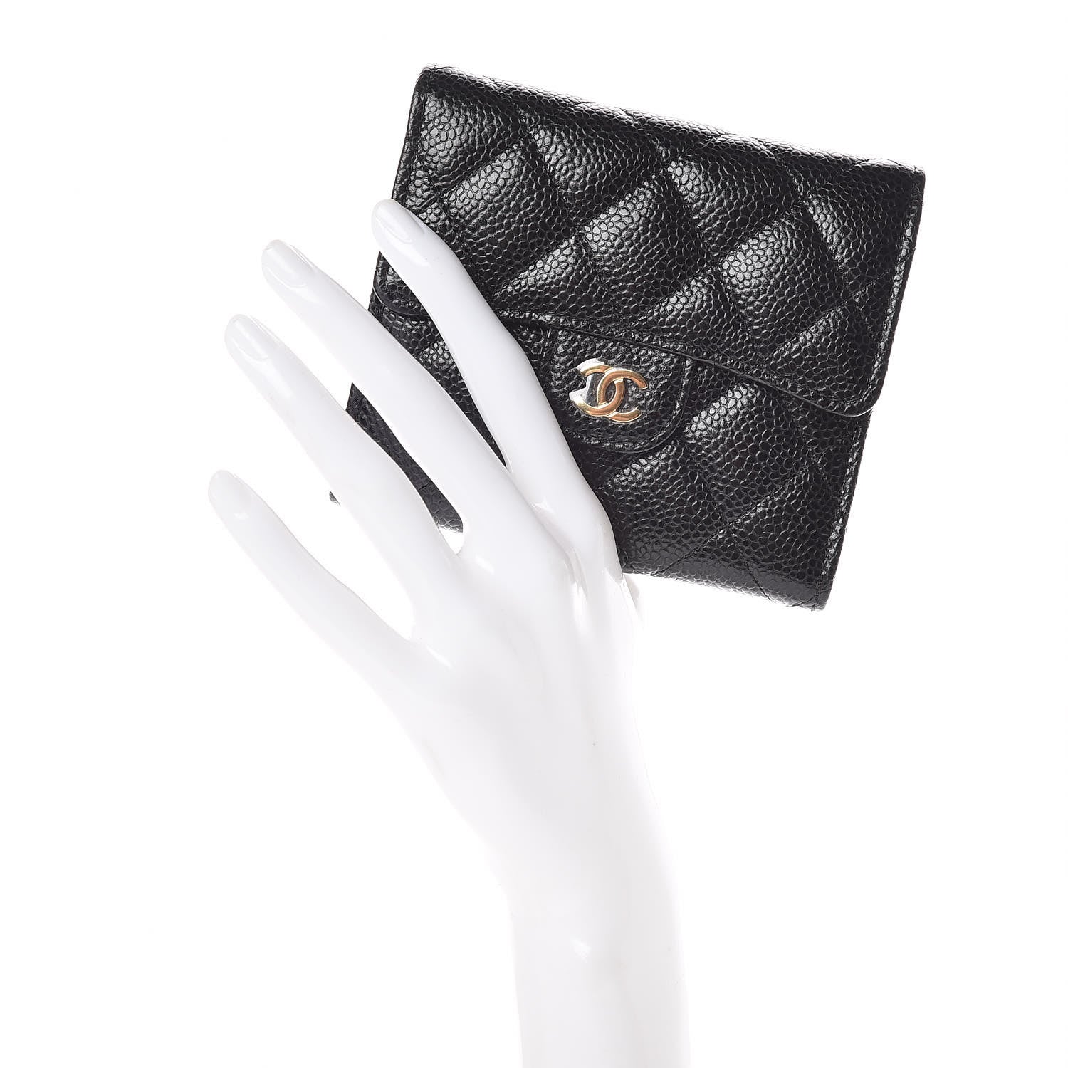 Chanel Caviar Quilted Compact Flap Wallet Black 2 of 9