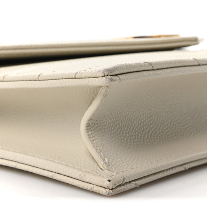 Saint Laurent Grain De Poudre Matelasse Chevron Monogram Envelope Chain Wallet Crema Soft 8 of 10