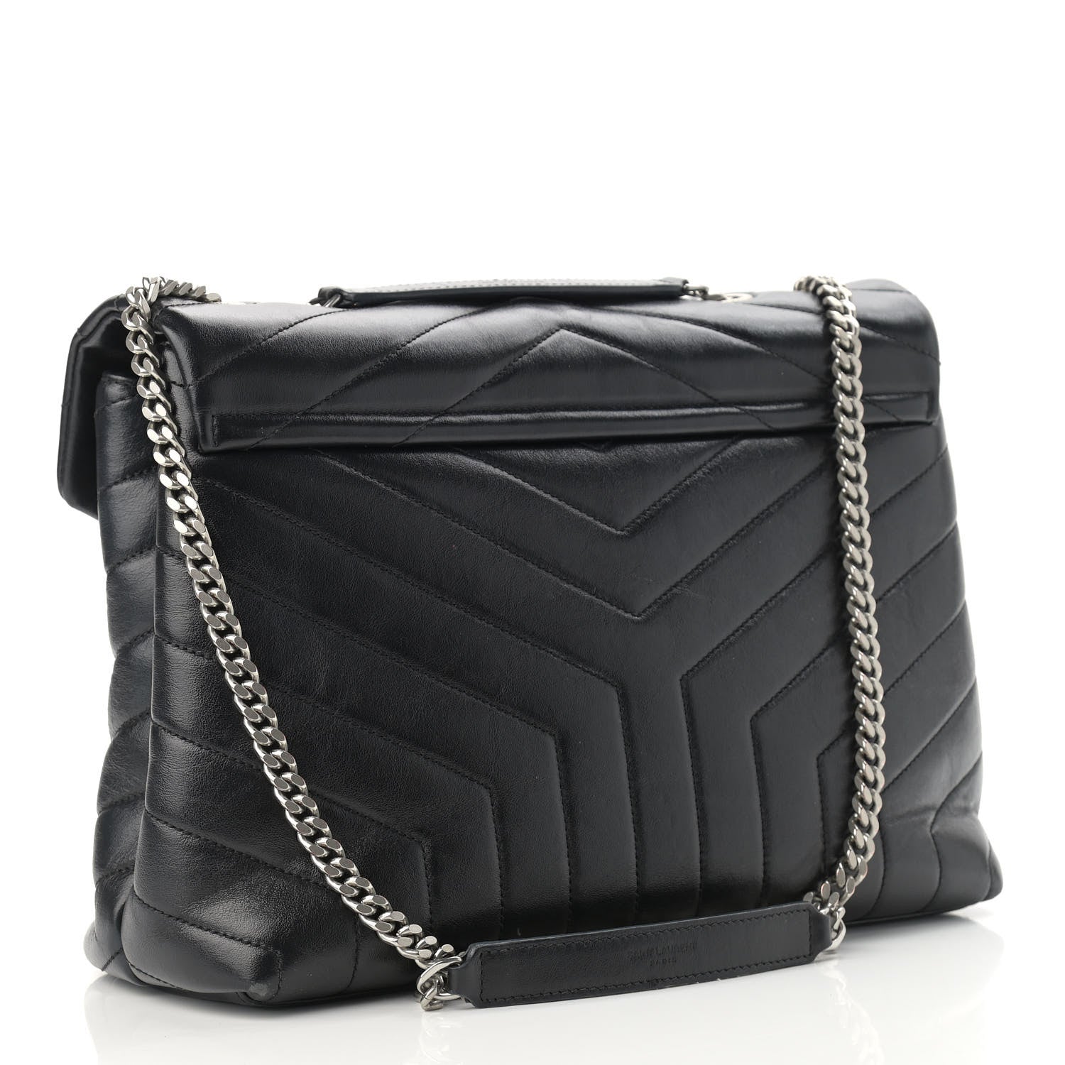 Saint Laurent Calfskin Y Quilted Monogram Medium Loulou Chain Satchel Black 2 of 14