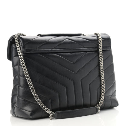 Saint Laurent Calfskin Y Quilted Monogram Medium Loulou Chain Satchel Black 2 of 14