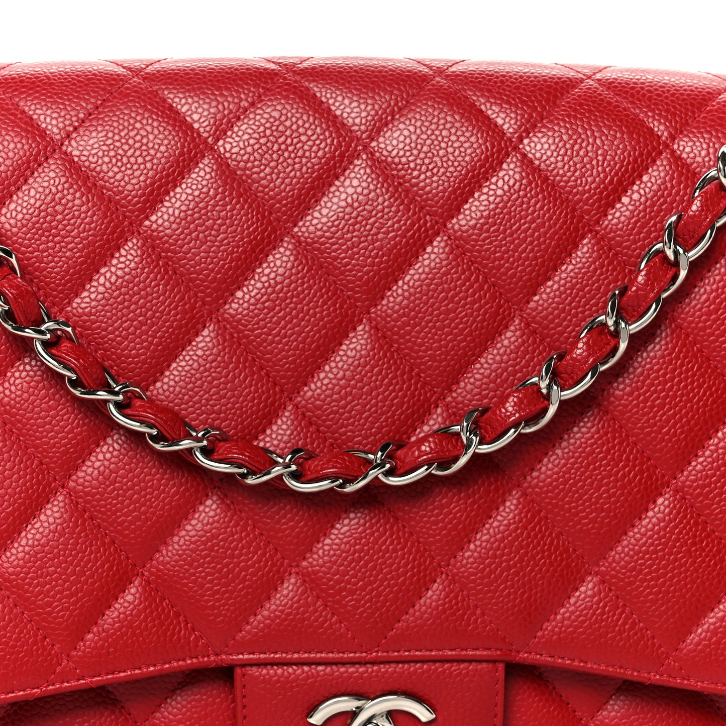 Caviar Quilted Maxi Single Flap Red