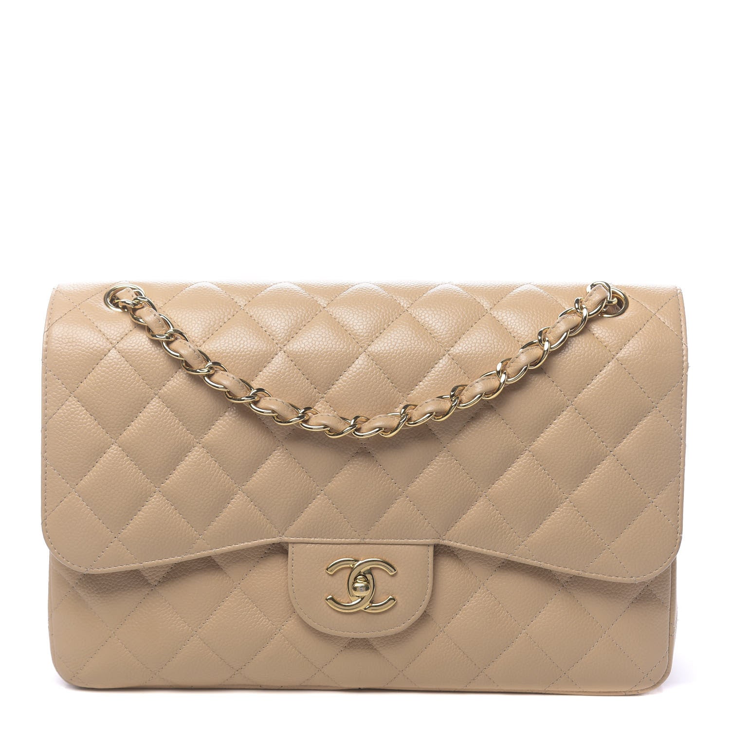 Chanel Caviar Quilted Jumbo Double Flap Beige Clair 1 of 18