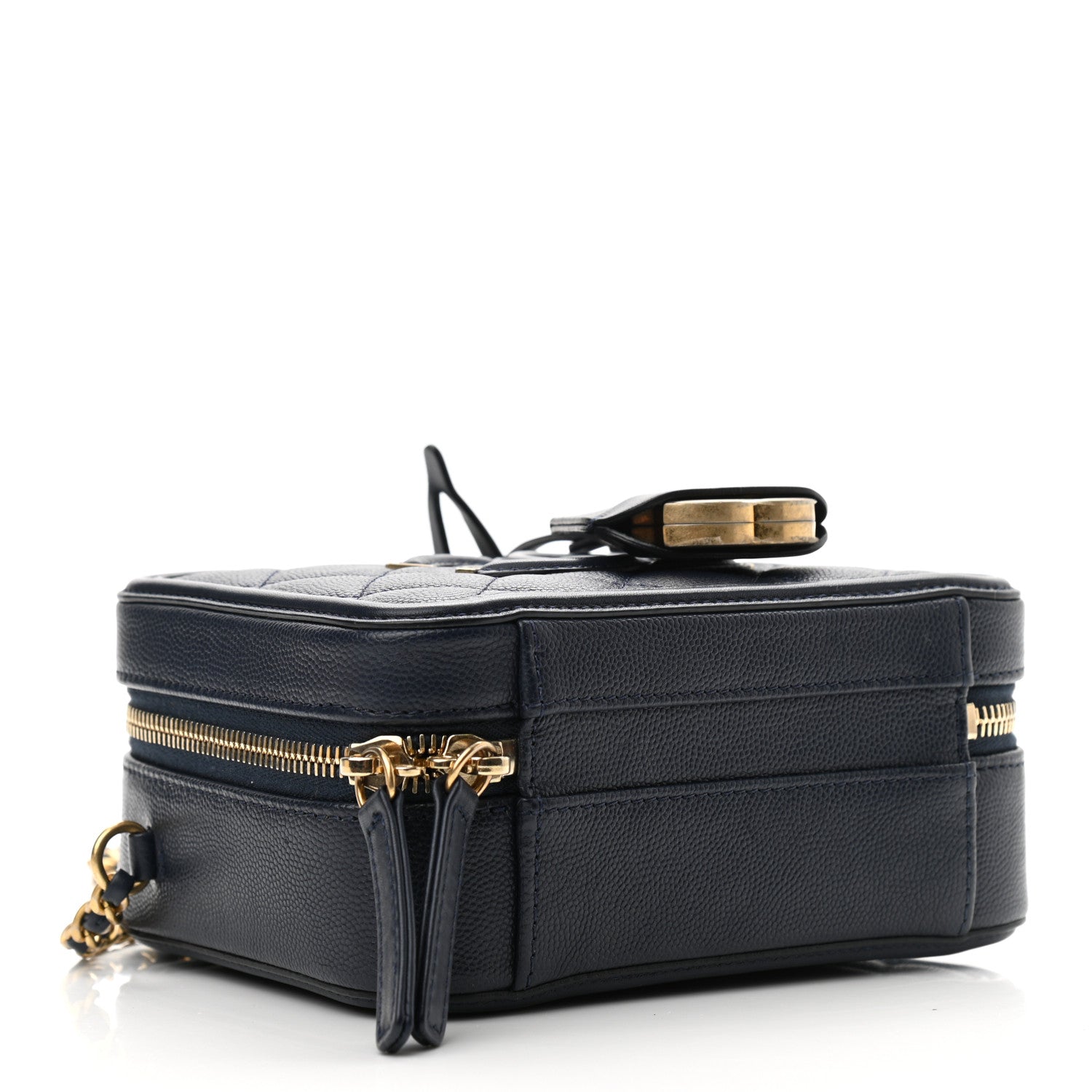 Chanel Caviar Quilted Small CC Filigree Vanity Case Navy 3 of 9