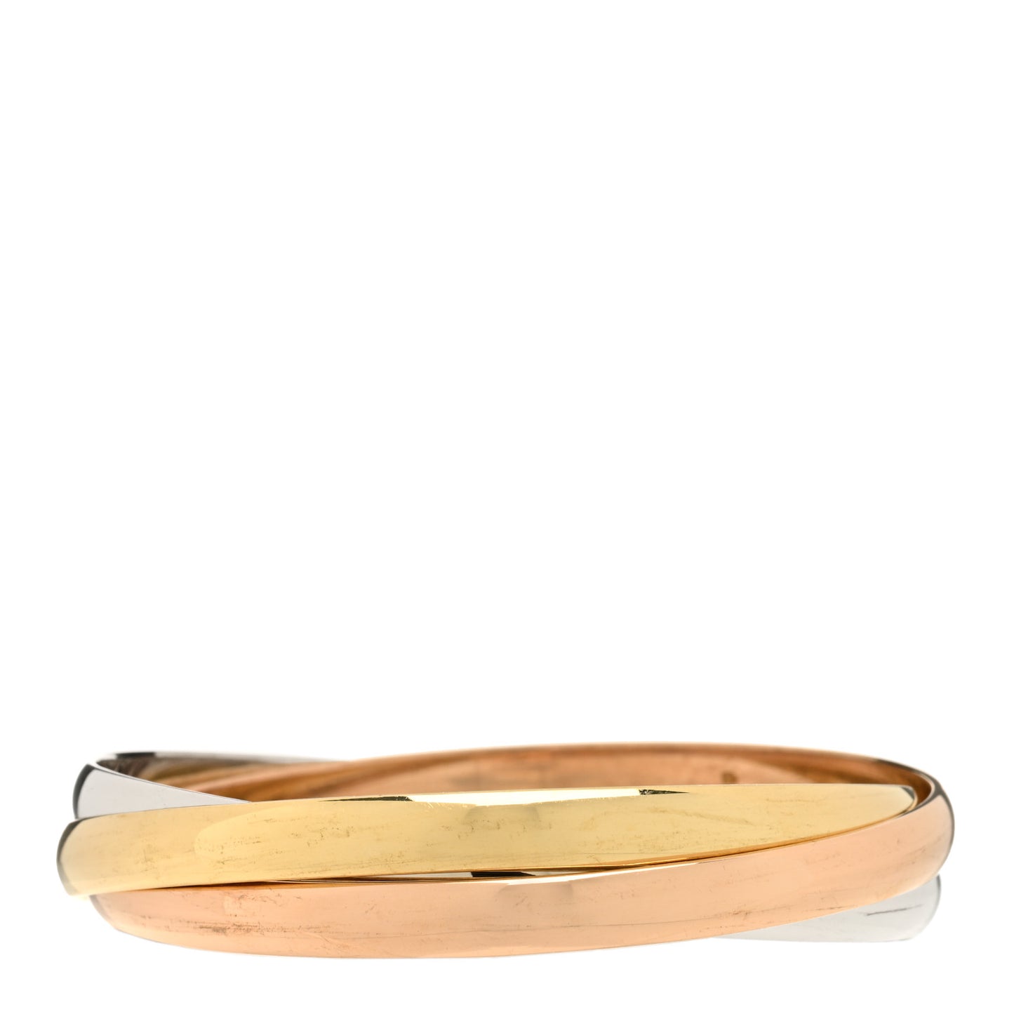 18K Pink Yellow White Gold 6mm Trinity Bangle Bracelet 62
