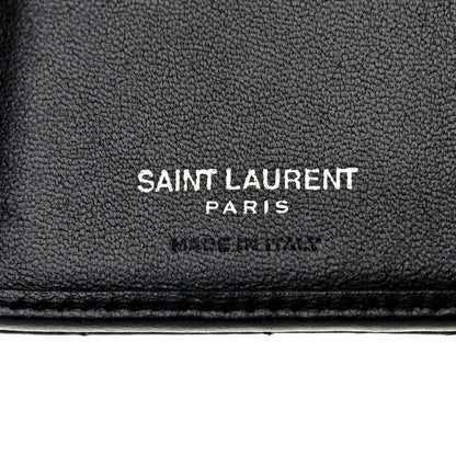 Saint Laurent Lambskin Y Quilted Monogram Compact Loulou Wallet Black 6 of 7