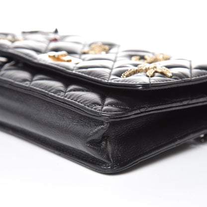 Chanel Aged Calfskin Quilted Lucky Charms 2.55 Reissue Wallet On Chain WOC Black 12 of 13