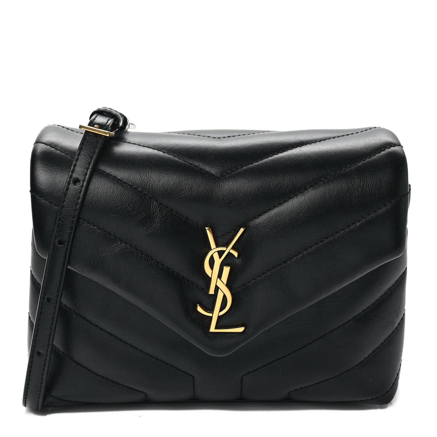 Calfskin Y Quilted Monogram Toy Loulou Crossbody Bag Black