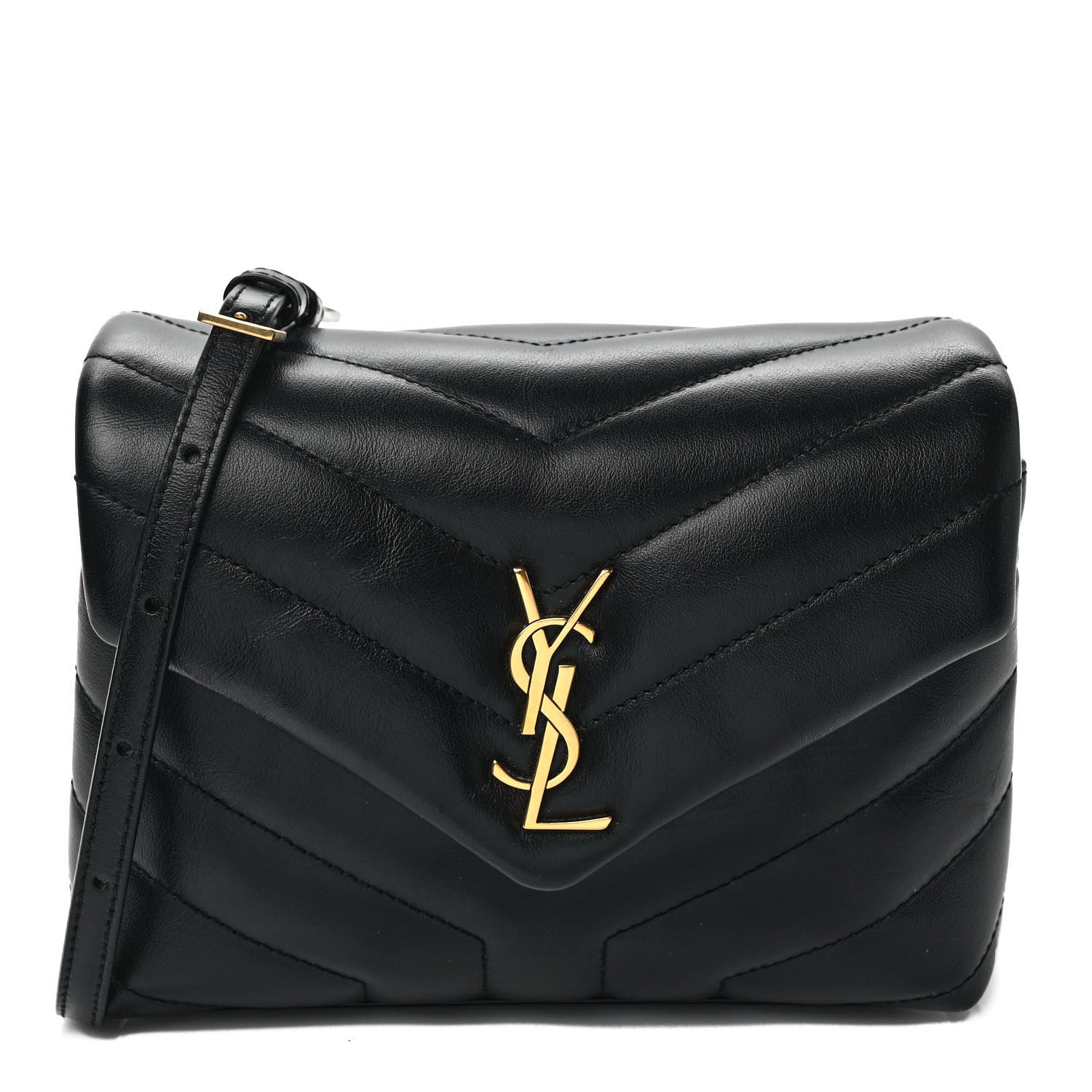 Saint Laurent Calfskin Y Quilted Monogram Toy Loulou Crossbody Bag Black 1 of 9