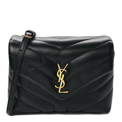 Saint Laurent Calfskin Y Quilted Monogram Toy Loulou Crossbody Bag Black 1 of 9
