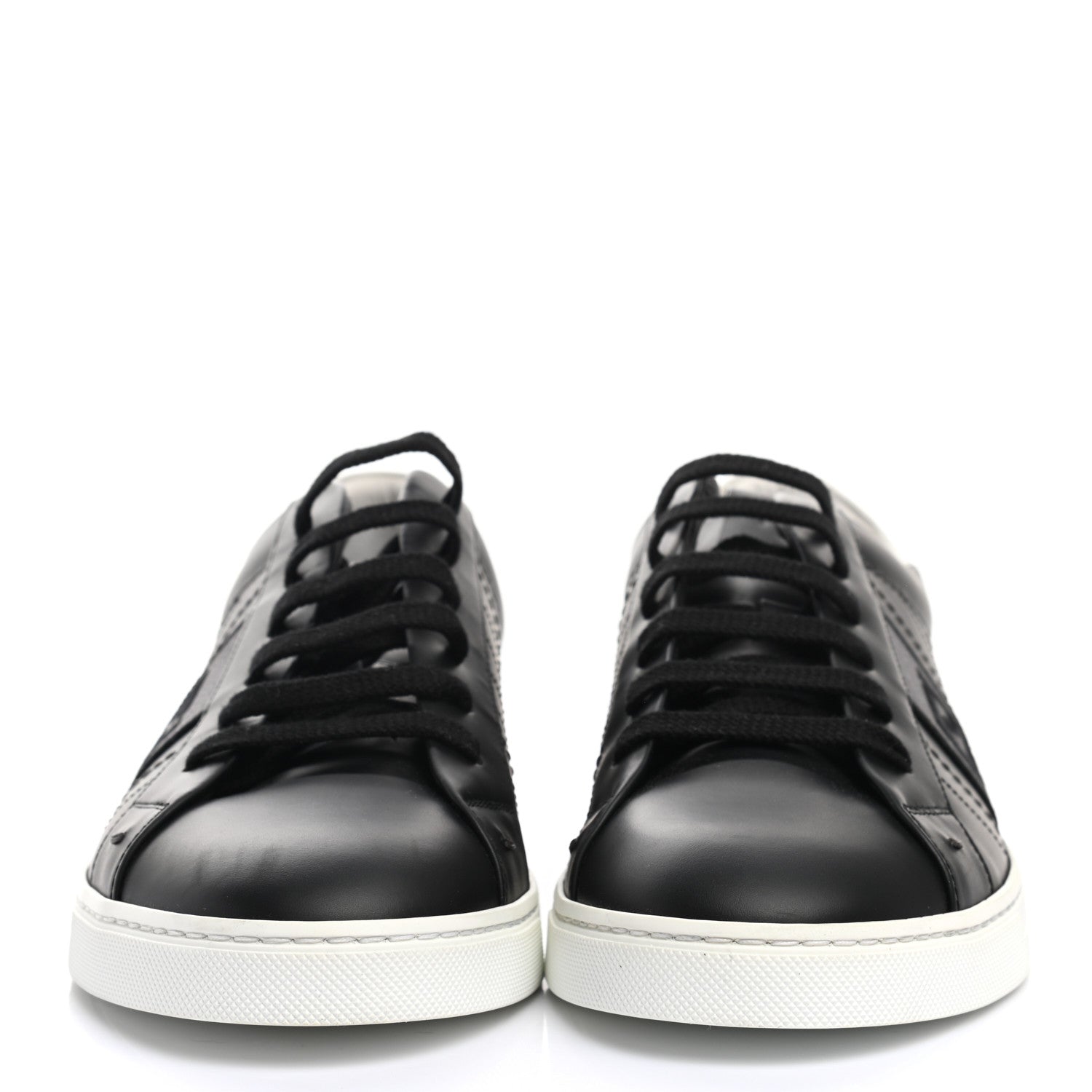 Fendi Calfskin FF Sneakers 9.5 Black Grey 2 of 8