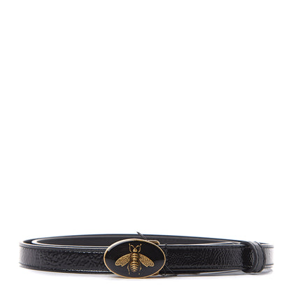 Gucci Skipper Calfskin Enamel Bee 15mm Belt 90 36 Black 1 of 5