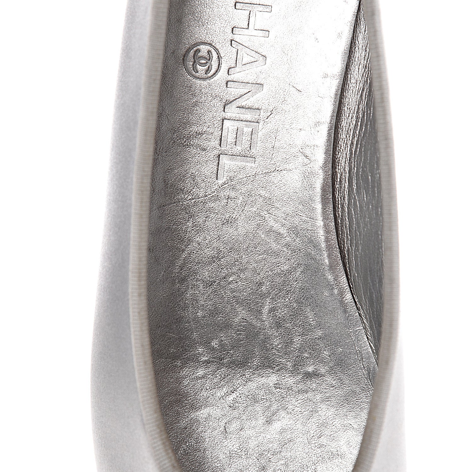 Chanel Laminated Lambskin Grosgrain Cap Toe CC Ballerina Flats 36 Silver Black 12 of 16