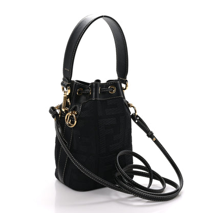 Fendi Canvas Vitello King F is Fendi FF Embroidered Mini Mon Tresor Bucket Bag Black 3 of 9