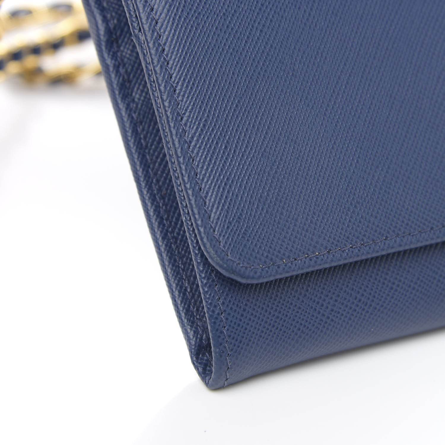 Prada Saffiano Metal Oro Chain Wallet Bleuette 8 of 10