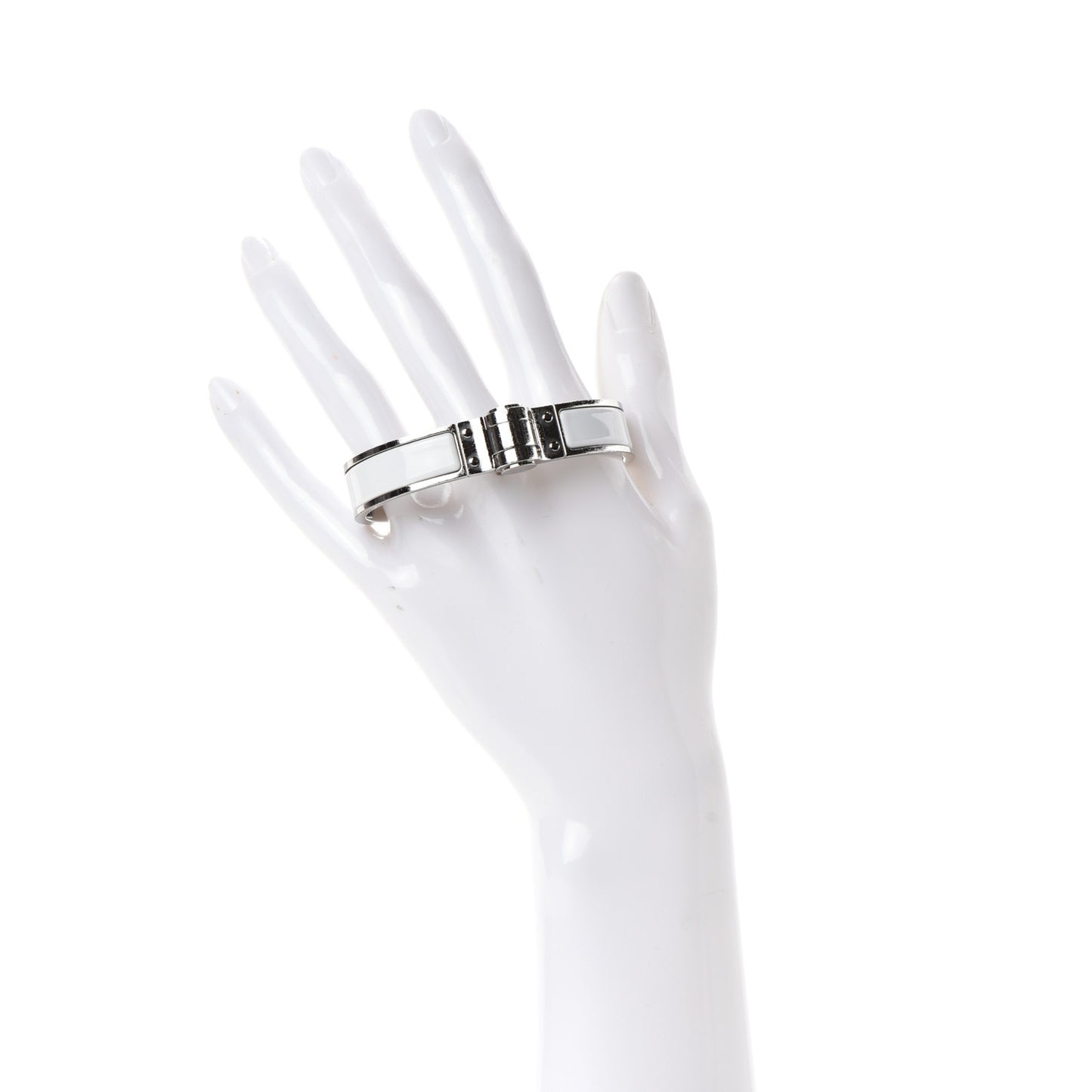 Enamel Charniere Uni Narrow Hinged Bracelet S White