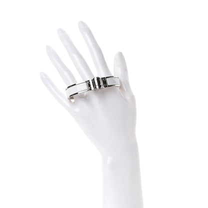 Hermes Enamel Charniere Uni Narrow Hinged Bracelet S White 2 of 4