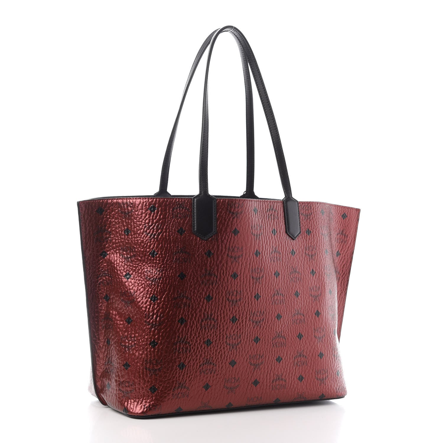 MCM Metallic Visetos Shopper Tote Scooter Red 3 of 11