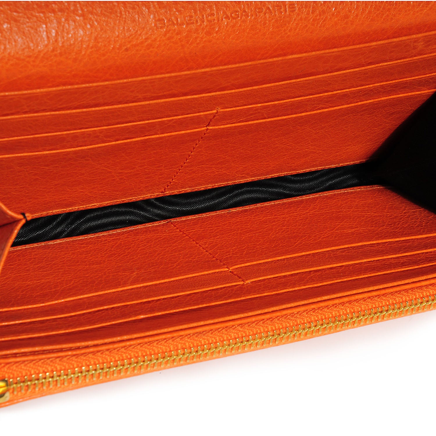 Balenciaga Agneau Giant Gold Money Wallet Tangerine 5 of 9