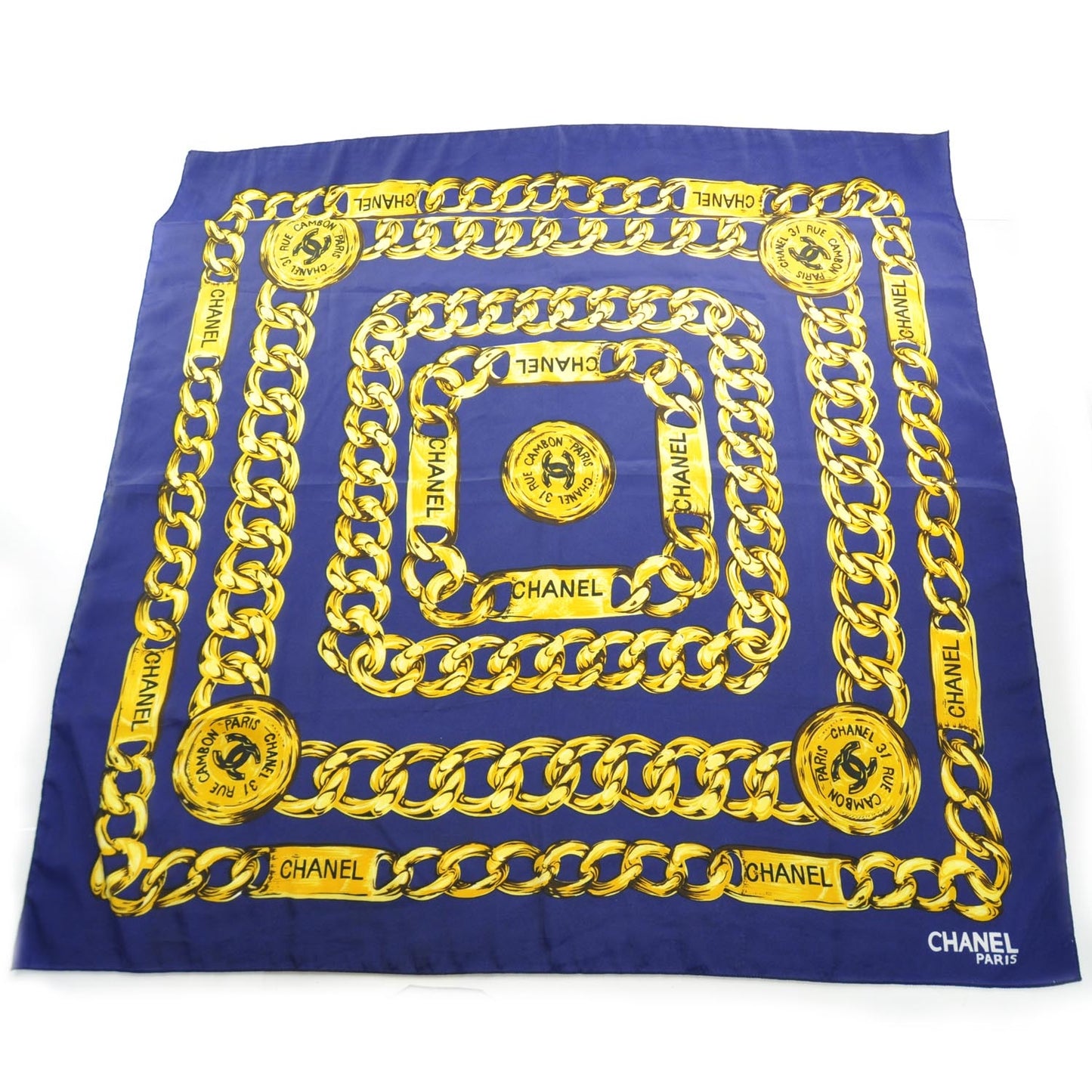 Silk CC Chain Scarf Blue