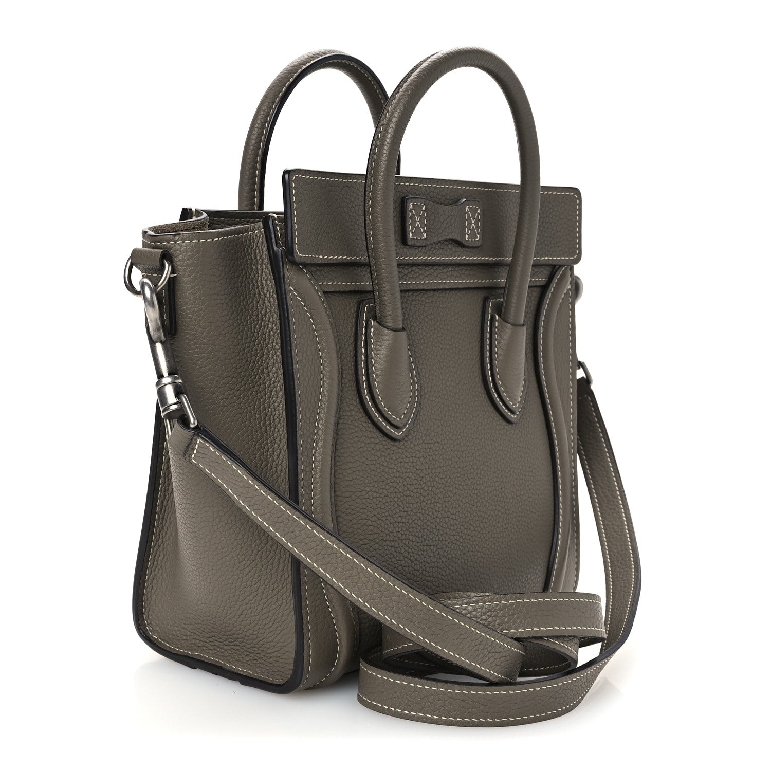Celine Drummed Calfskin Nano Luggage Souris 2 of 10