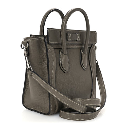 Celine Drummed Calfskin Nano Luggage Souris 2 of 10