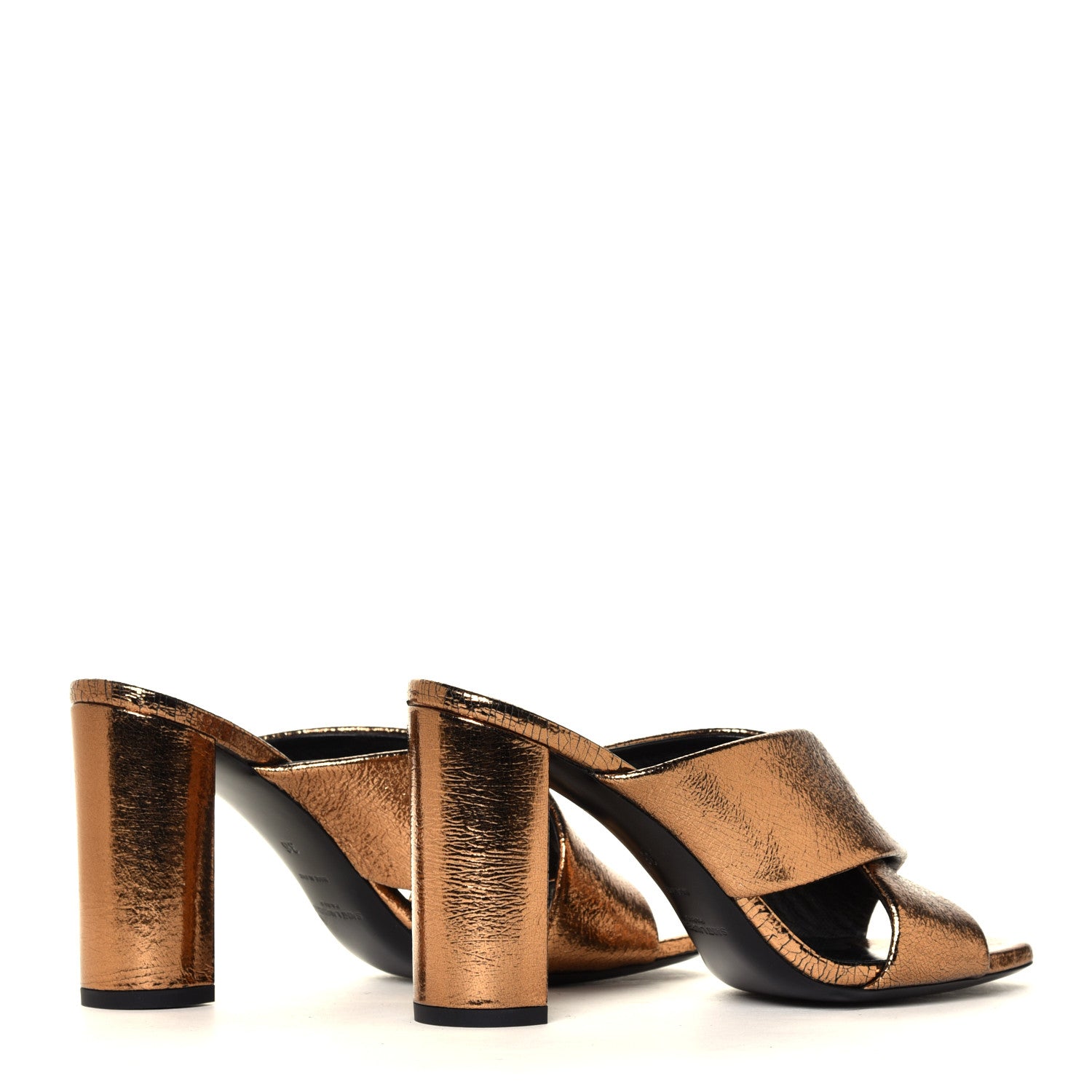 Saint Laurent Metallic Supercrack Calfskin LouLou 95 Mule Sandals 36 Chestnut 8 of 12