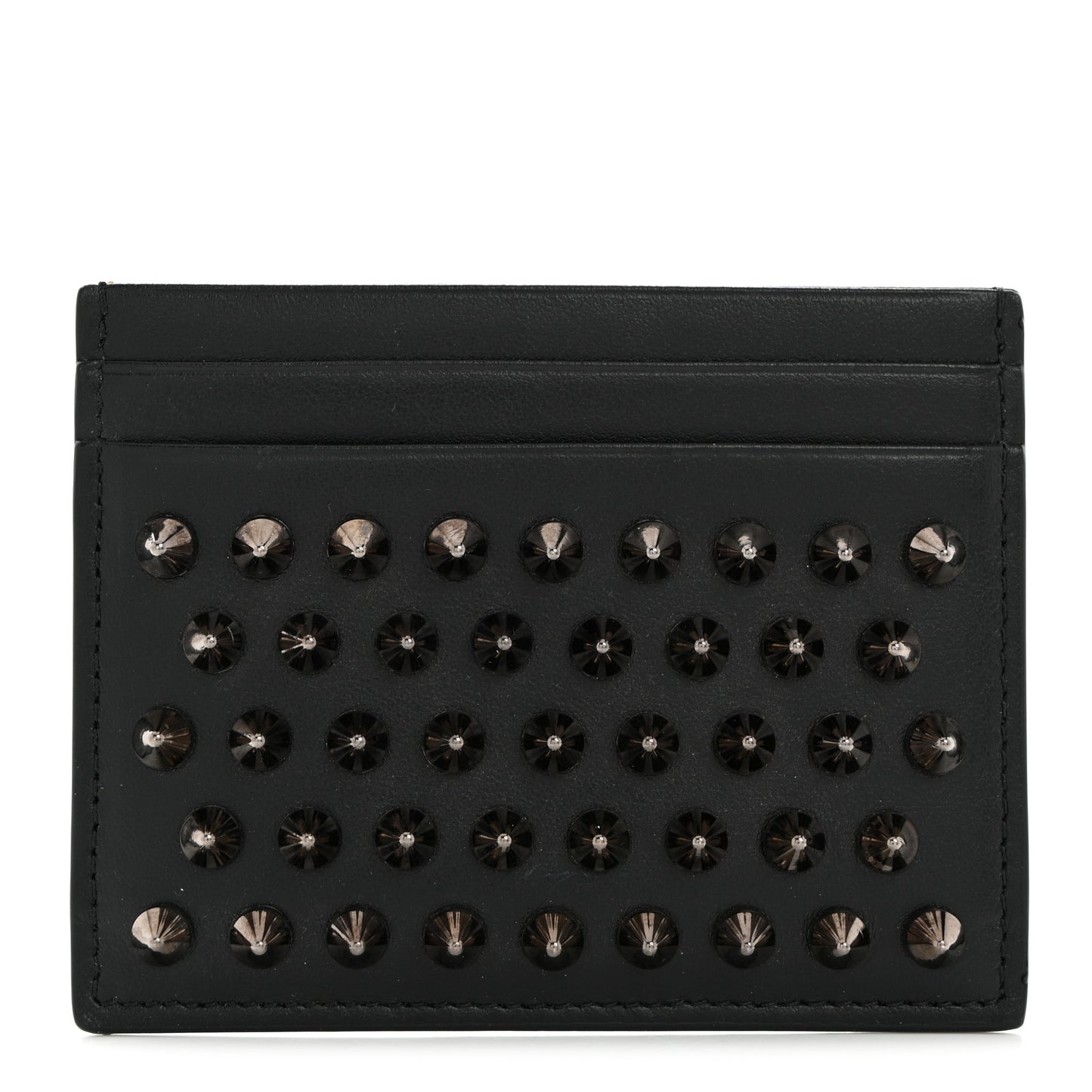 Calfskin Paris Spikes Kios Card Holder Black