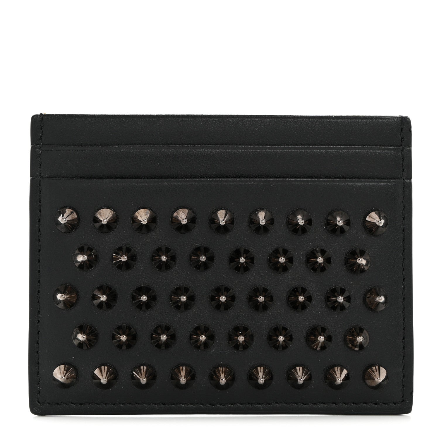 Christian Louboutin Calfskin Paris Spikes Kios Card Holder Black 1 of 6