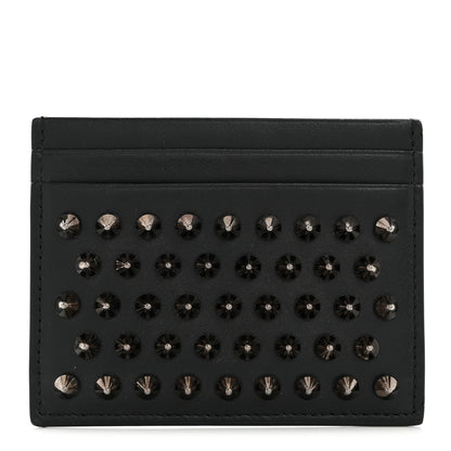 Christian Louboutin Calfskin Paris Spikes Kios Card Holder Black 1 of 6