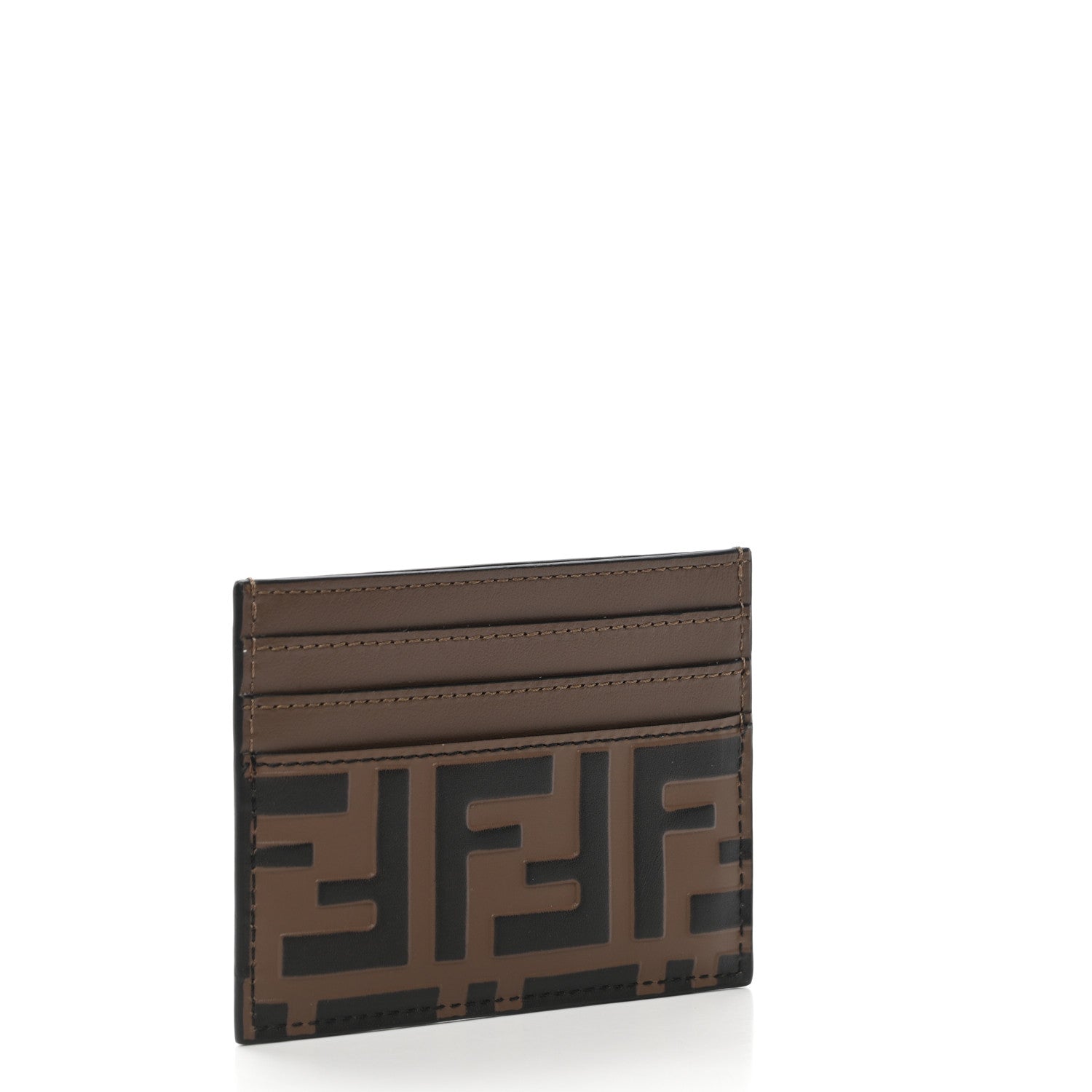 Fendi Vitello Soft Bi-Color FF 1974 Embossed Card Holder Maya Black 3 of 10