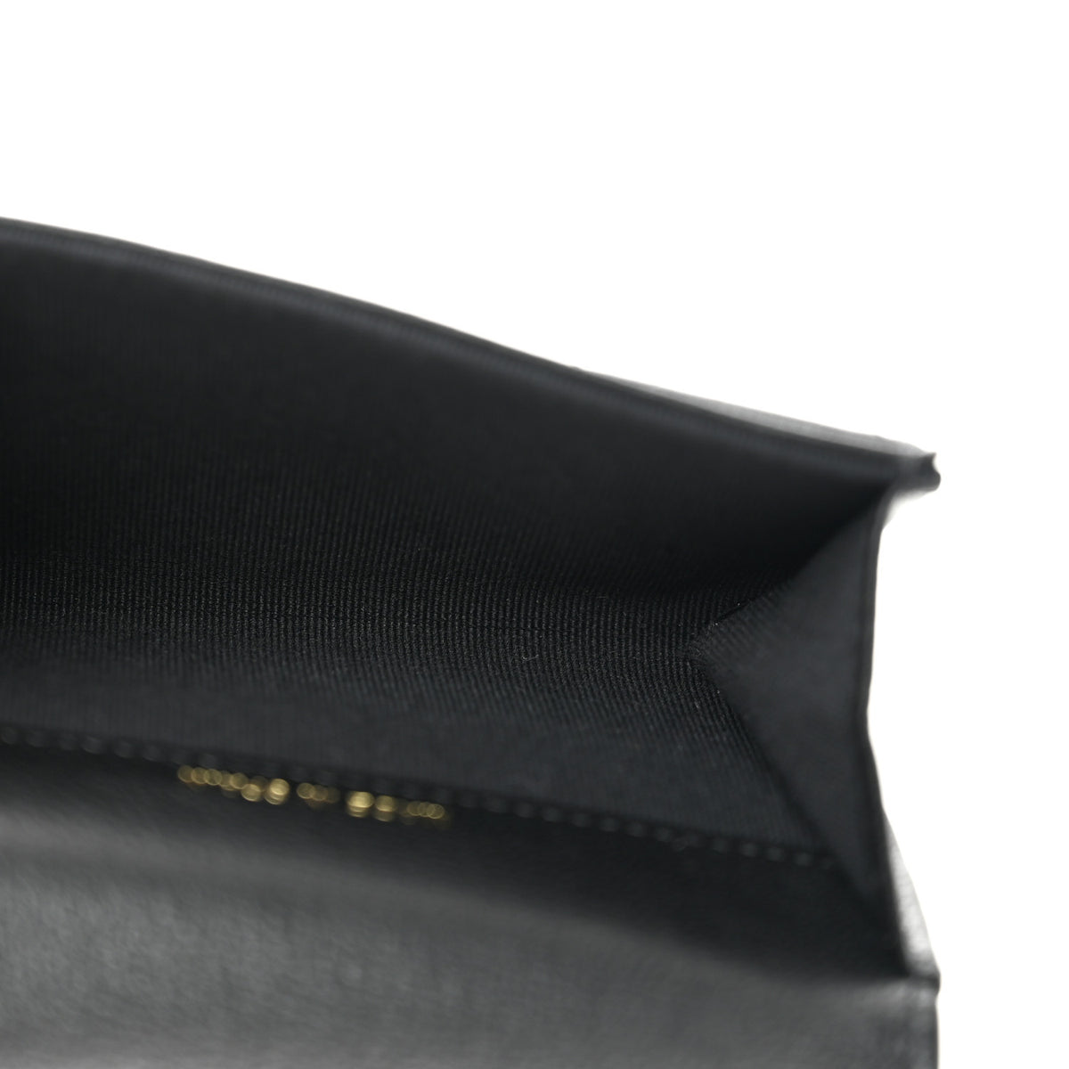 Goatskin Quilted Flap Card Holder Wallet Black