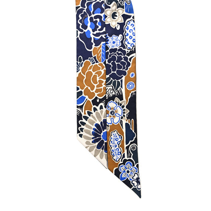 Hermes Silk Bingata Twilly Marine Tabac White 2 of 4