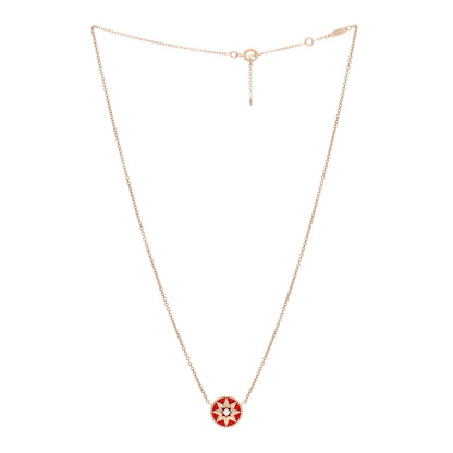 Christian Dior 18K Rose Gold Diamond Resin Rose Des Vents Necklace Red 2 of 3
