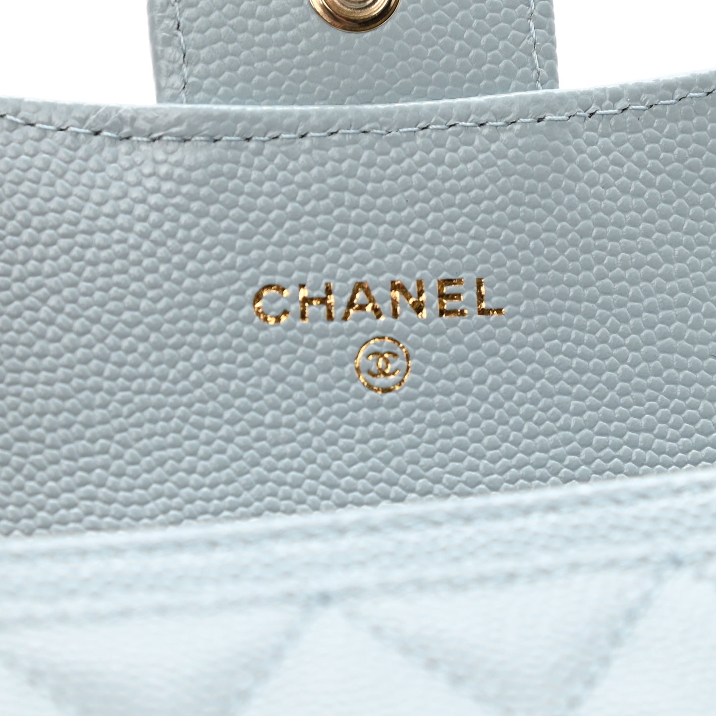 Caviar Quilted Flap Card Holder Wallet Light Blue