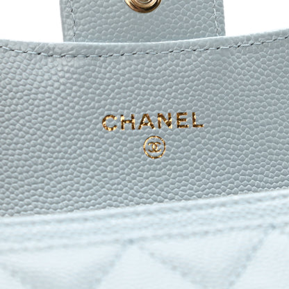 Chanel Caviar Quilted Flap Card Holder Wallet Light Blue 6 of 8