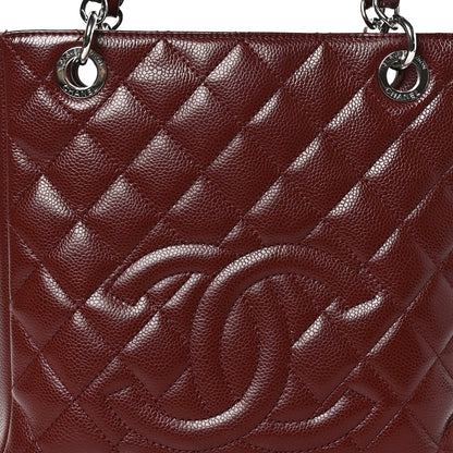 Chanel Caviar Quilted Petit Shopping Tote PST Burgundy 8 of 11