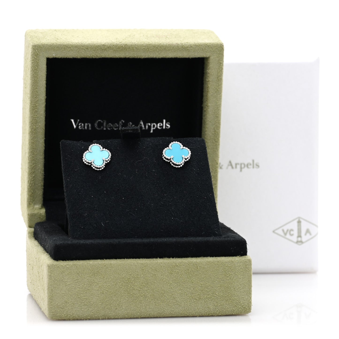 18K White Gold Turquoise Sweet Alhambra Earrings