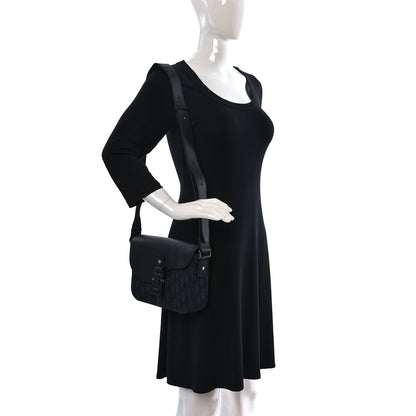 Christian Dior Oblique Jacquard Grained Calfskin Saddle Pouch With Strap Black 2 of 10