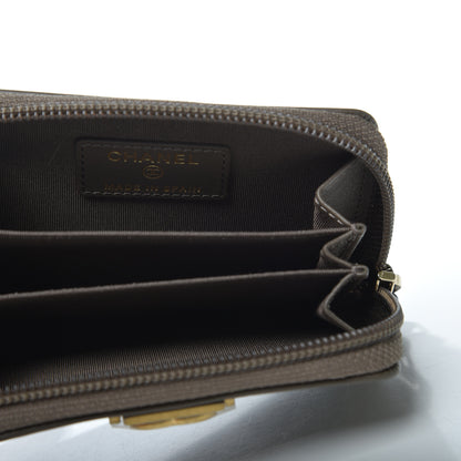 Chanel Lambskin Quilted Boy Zip Around Coin Purse Wallet Khaki 4 of 8