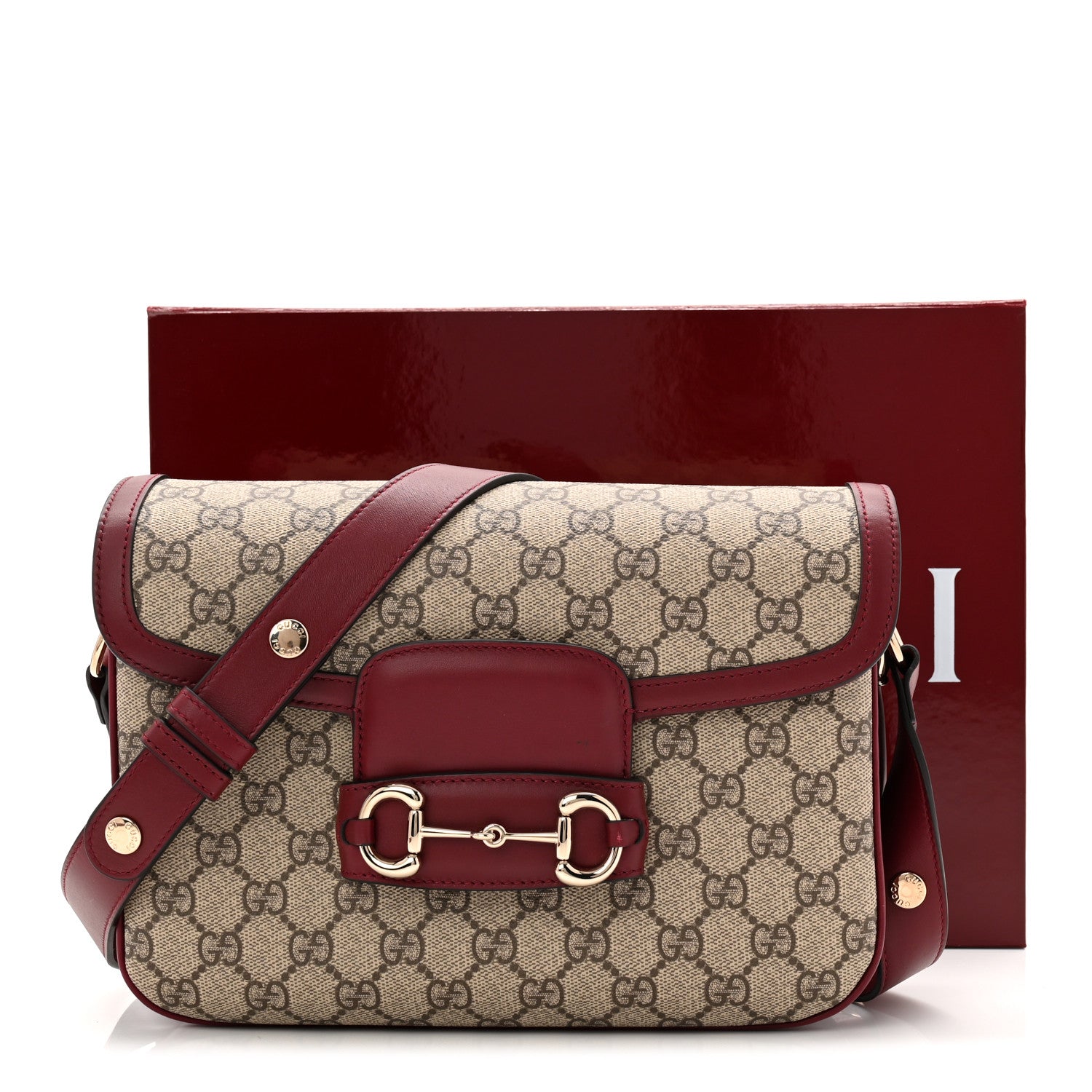 Gucci GG Supreme Monogram Horsebit 1955 Soft Small Shoulder Bag Beige Ebony Rosso Ancora 12 of 12
