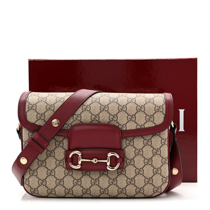 Gucci GG Supreme Monogram Horsebit 1955 Soft Small Shoulder Bag Beige Ebony Rosso Ancora 12 of 12