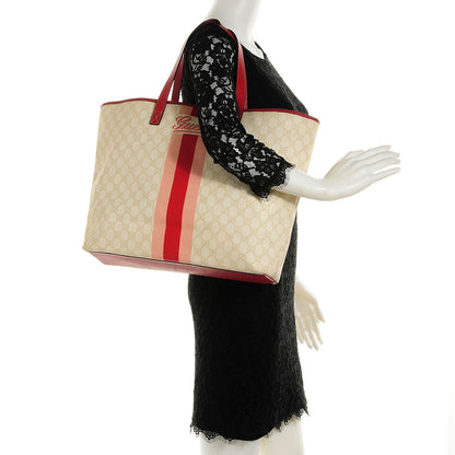 Gucci GG Plus Monogram Web Stripe Large Joy Tote Red 2 of 9