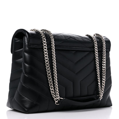 Saint Laurent Calfskin Y Quilted Monogram Medium Loulou Chain Satchel Black 3 of 9