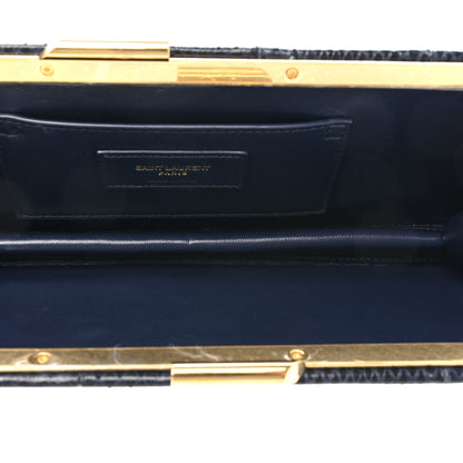 Saint Laurent Snakeskin Midnight Clutch Black 5 of 15